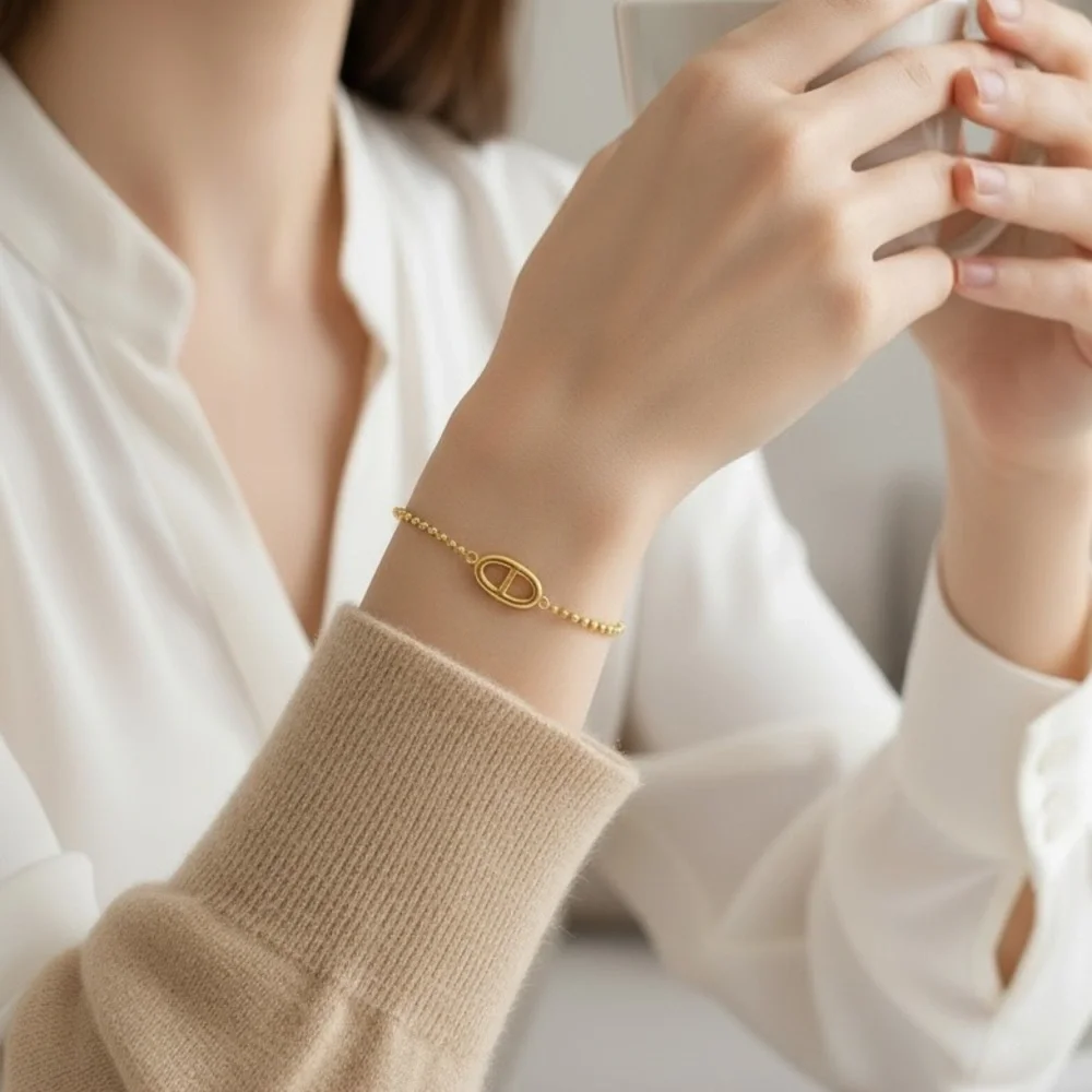 Gold Pig Nose Necklace, Bracelet, Ring, Earrings Set Gold Plated